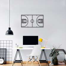 Quadro Escultura Quadra de Basquete 80x44 Preto