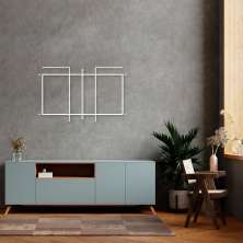 Quadro Escultura Quadra de Vôlei 100x61 Branco