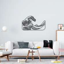 Quadro Escultura R Grande Onda de Kanagawa 100x61 Preto
