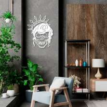 Quadro Escultura Rainha Caveira com Coroa 60x45 Branco