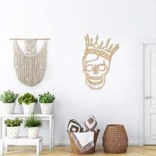Quadro Escultura Rei Caveira com Coroa One Line 80x52 Areia