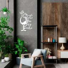 Quadro Escultura Taça de Vinho Frase 120x75 Branco