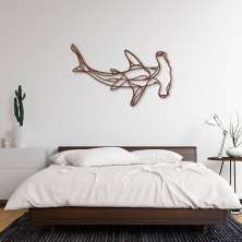 Quadro Escultura Tubarão Martelo One Line 200x120 Marrom