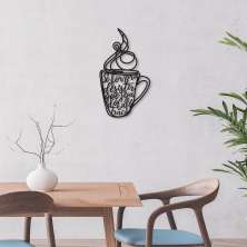 Quadro Escultura Xícara de Café Frase 120x68 Preto