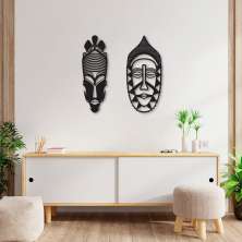 Quadro Escultura de 2 Carrancas 100x103 Preto