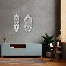 Quadro Escultura de 2 Carrancas 120x123 Cinza