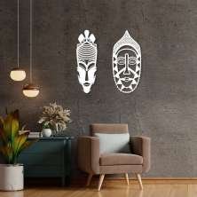 Quadro Escultura de 2 Carrancas 60x61 Branco