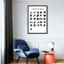 Quadro Estados do Brasil 60x43 Caixa Preto