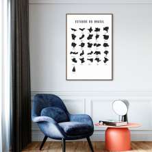 Quadro Estados do Brasil 86x60 Filete Marrom