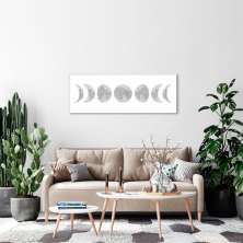 Quadro Fases da Lua Drawn Art 5 60x21 Filete Branco