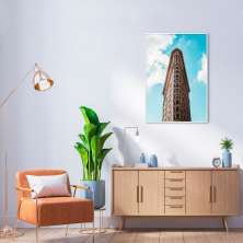Quadro Flatiron Building New York 100x70 Filete Branco