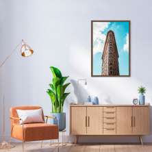 Quadro Flatiron Building New York 43x30 Caixa Marrom