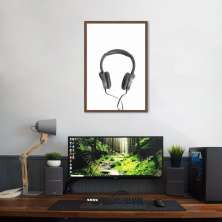 Quadro Fones de Ouvido 86x60 Caixa Marrom