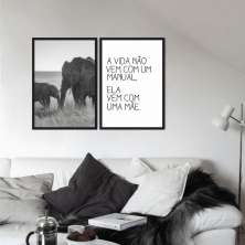 Quadro Frase Amor de Mãe 122x86 2-86x60 Caixa Preto