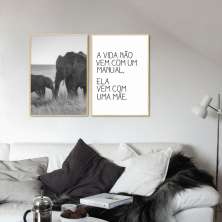Quadro Frase Amor de Mãe 122x86 2-86x60 Filete Marfim