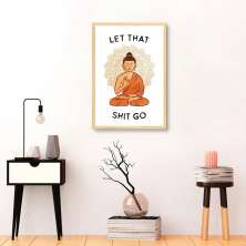 Quadro Frase Divertida Meditação 100x70 Caixa Marfim