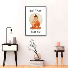 Quadro Frase Divertida Meditação 100x70 Filete Preto