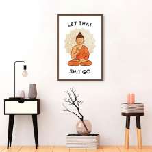 Quadro Frase Divertida Meditação 43x30 Caixa Marrom