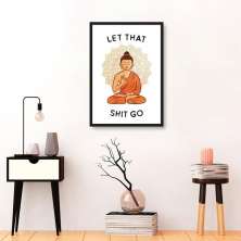 Quadro Frase Divertida Meditação 43x30 Caixa Preto