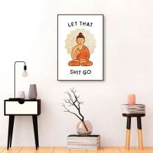 Quadro Frase Divertida Meditação 43x30 Filete Marrom