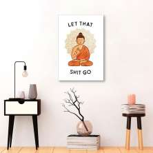 Quadro Frase Divertida Meditação 60x43 Filete Branco