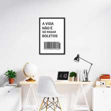 Quadro Frase Divertida Pagar Boletos 100x70 Caixa Preto