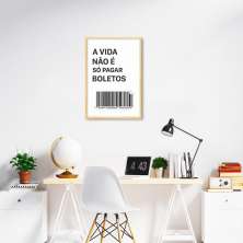 Quadro Frase Divertida Pagar Boletos 43x30 Caixa Marfim