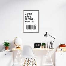 Quadro Frase Divertida Pagar Boletos 60x43 Filete Marrom