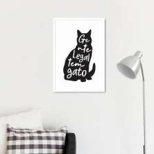 Quadro Frase Gente legal tem Gato 100x70 Caixa Branco