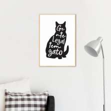 Quadro Frase Gente legal tem Gato 100x70 Filete Marfim