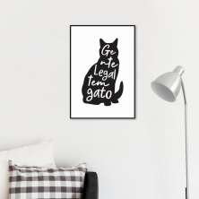 Quadro Frase Gente legal tem Gato 100x70 Filete Preto