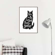 Quadro Frase Gente legal tem Gato 43x30 Filete Marrom