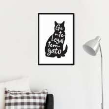 Quadro Frase Gente legal tem Gato 86x60 Caixa Preto