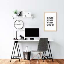 Quadro Frase Never Give Up 60x43 Caixa Marfim