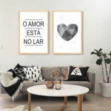 Quadro Frase O Amor esta no Lar 142x100 2-100x70 Caixa Marfim