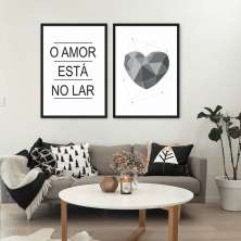 Quadro Frase O Amor esta no Lar 142x100 2-100x70 Caixa Preto