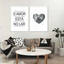 Quadro Frase O Amor esta no Lar 62x43 2-43x30 Caixa Branco