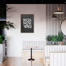 Quadro Frase Pizza Pasta Vino 100x70 Caixa Marrom