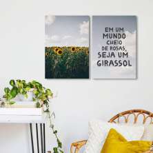 Quadro Frase Seja um Girassol 142x100 2-100x70 Sem Moldura