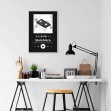 Quadro Gênero Musical Eletrônica 100x70 Filete Branco Preto