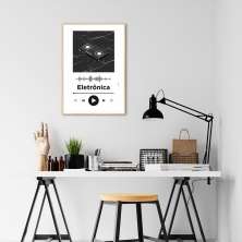 Quadro Gênero Musical Eletrônica 100x70 Filete Marfim Branco