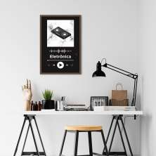 Quadro Gênero Musical Eletrônica 43x30 Caixa Marrom Preto