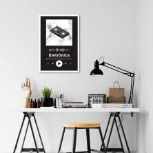 Quadro Gênero Musical Eletrônica 86x60 Caixa Branco Preto