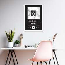 Quadro Gênero Musical Funk 100x70 Caixa Branco Preto
