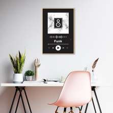 Quadro Gênero Musical Funk 100x70 Filete Marfim Preto