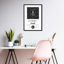 Quadro Gênero Musical Funk 43x30 Caixa Preto Branco