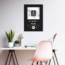 Quadro Gênero Musical Funk 43x30 Caixa Preto Preto