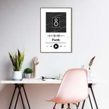 Quadro Gênero Musical Funk 60x43 Filete Marrom Branco