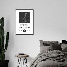 Quadro Gênero Musical Heavy Metal 60x43 Filete Preto Branco