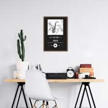 Quadro Gênero Musical Jazz 100x70 Caixa Marrom Preto